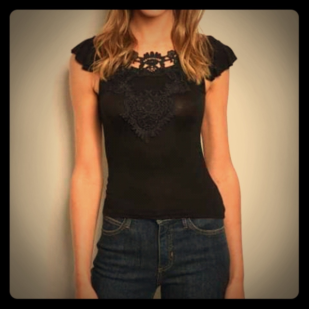 NWT Black lace top